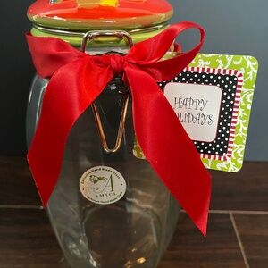 Amici glass and ceramic Christmas tree storage jar.